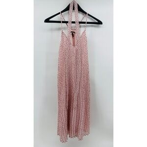 Victorias Secret Pink Floral Pleated Halter Mini Dress Small S/P V-Neck Tie Back